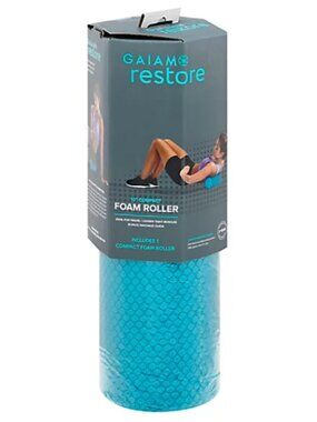Gaiam Restore Foam Roller Compact 12" Foam - Textured Teal Blue | Foam Roller